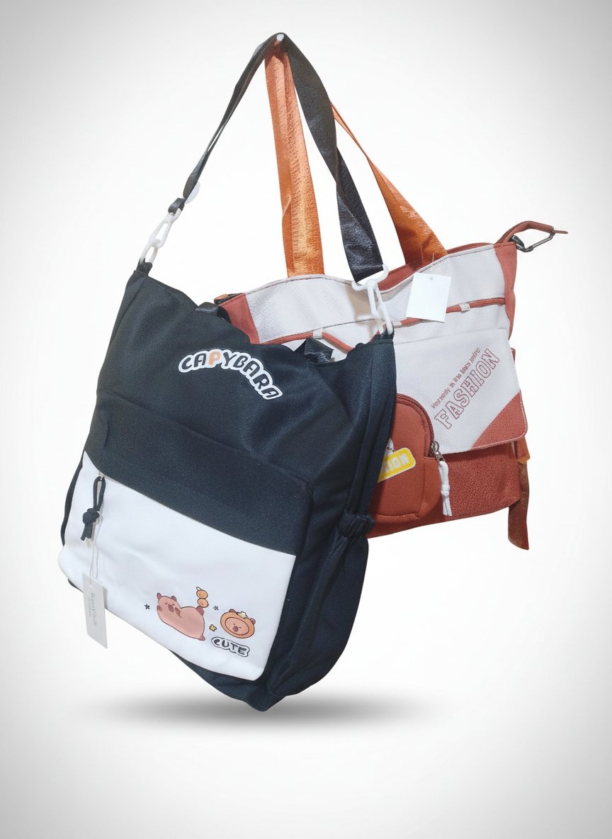 Sac á bandoulière noir et blanc style capybara