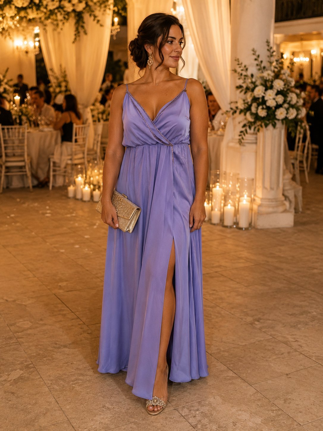 Robe effet satiné couleur lilas