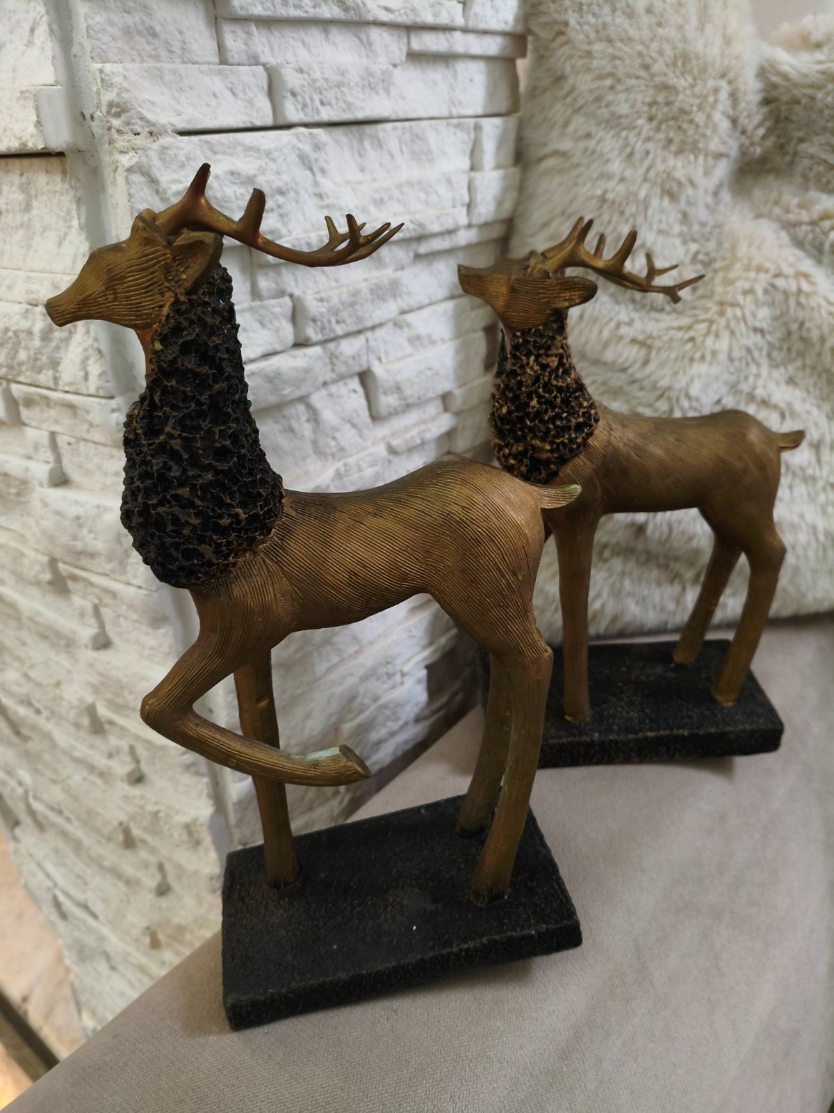 Statues cerfs doré 