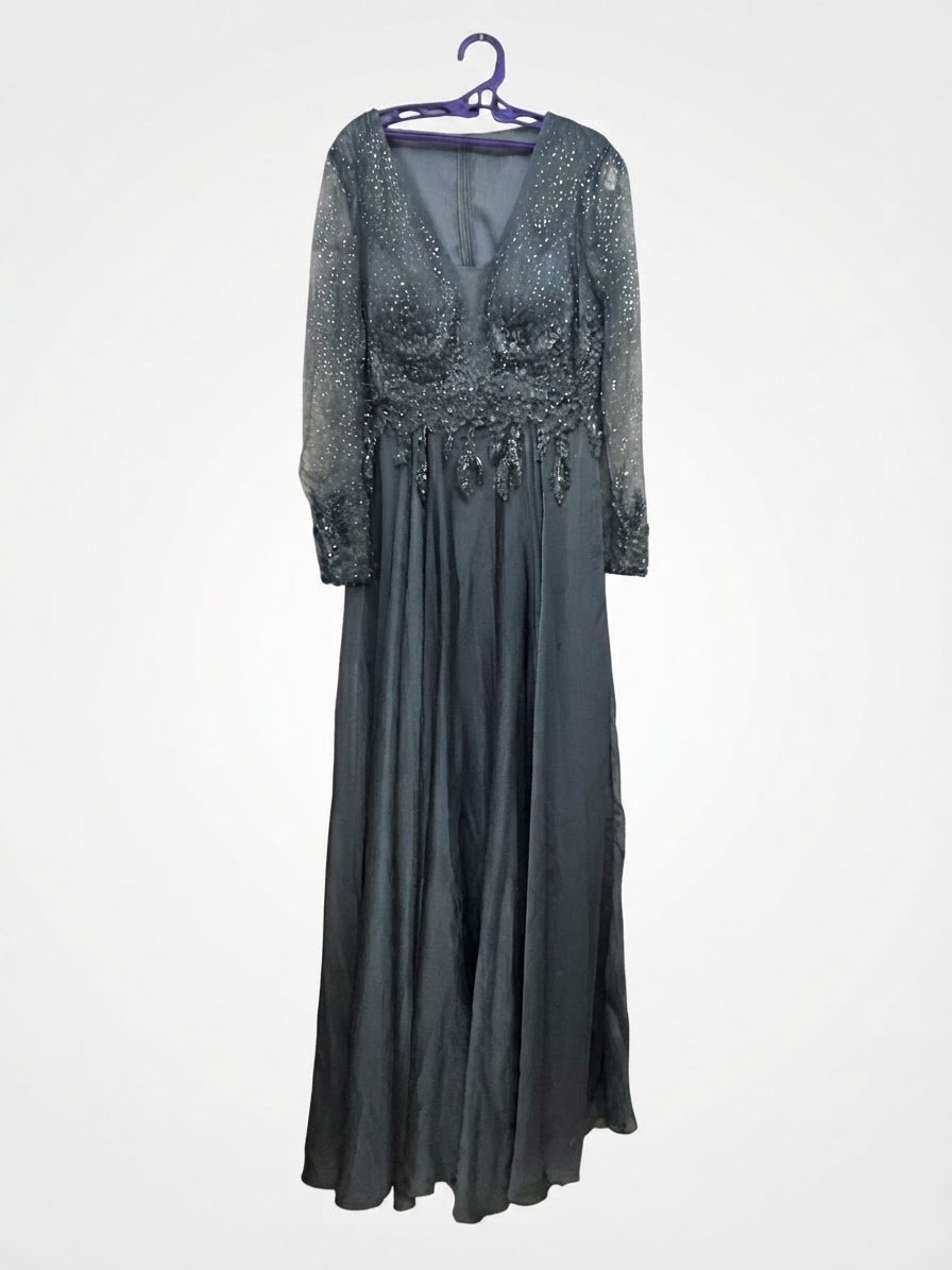 Robe soirée bleue grise 