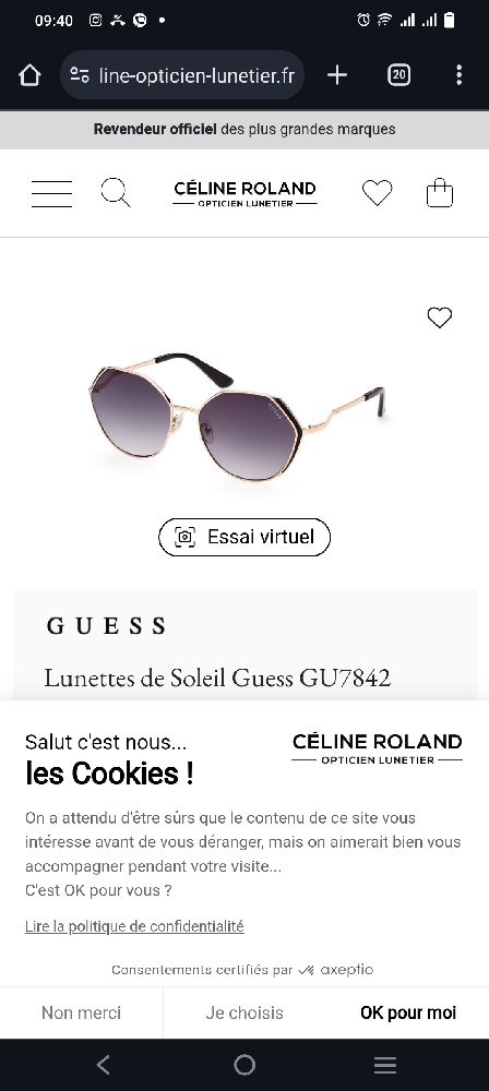 Paire des lunettes solaires femme GUESS 