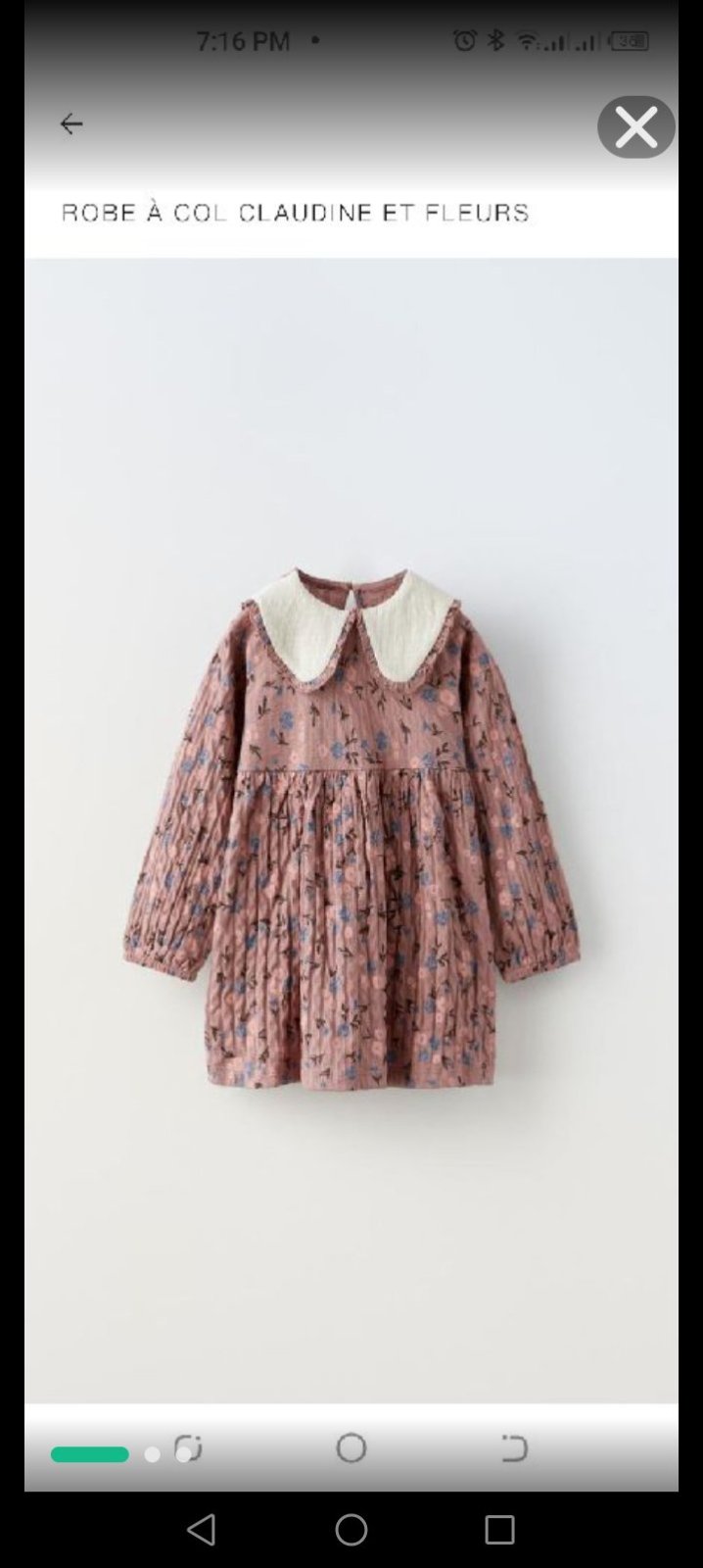 Robe à col claudine et fleurs zara 3/4 ans peu portée 