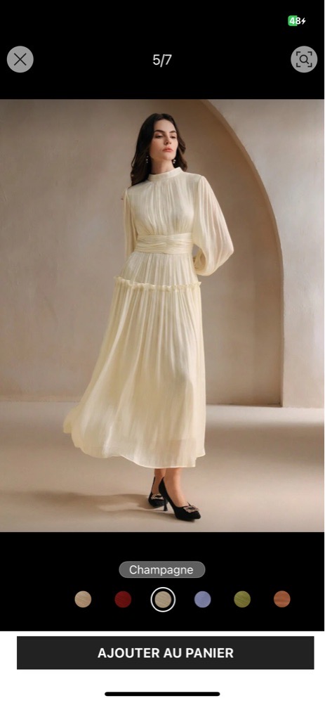 Robe soirée à manches bouffantes en tissu brillant