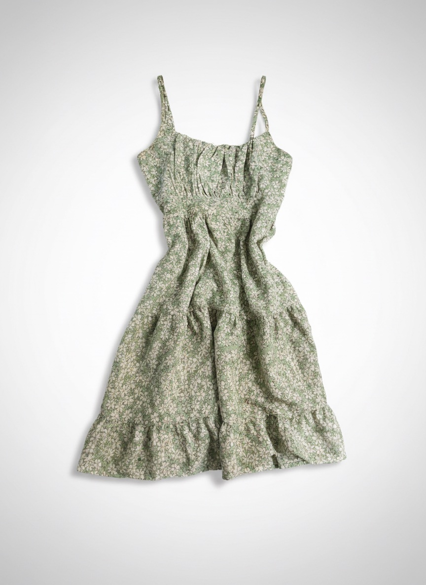 Robe vert fleurie