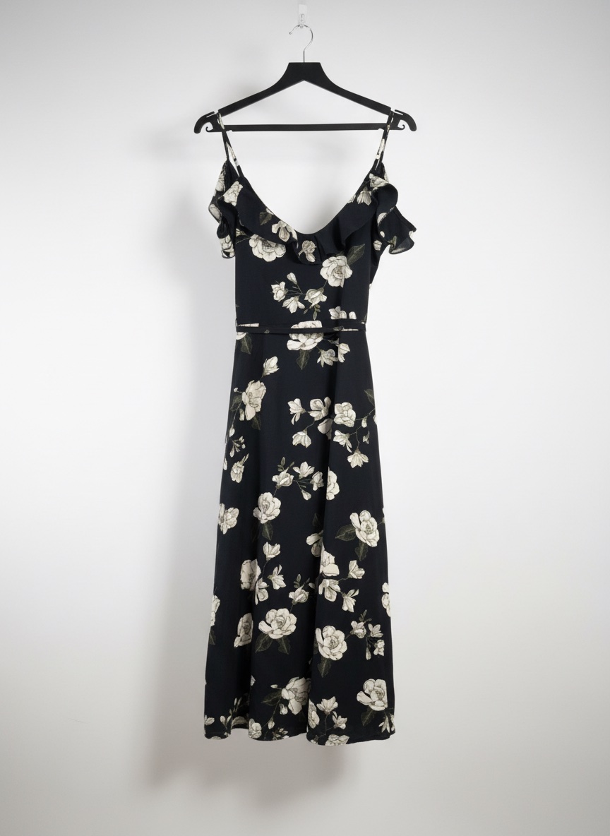 Robe longue bleu fleurie