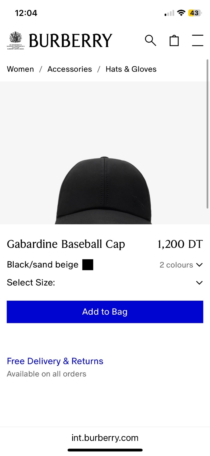 Burbbery casquette