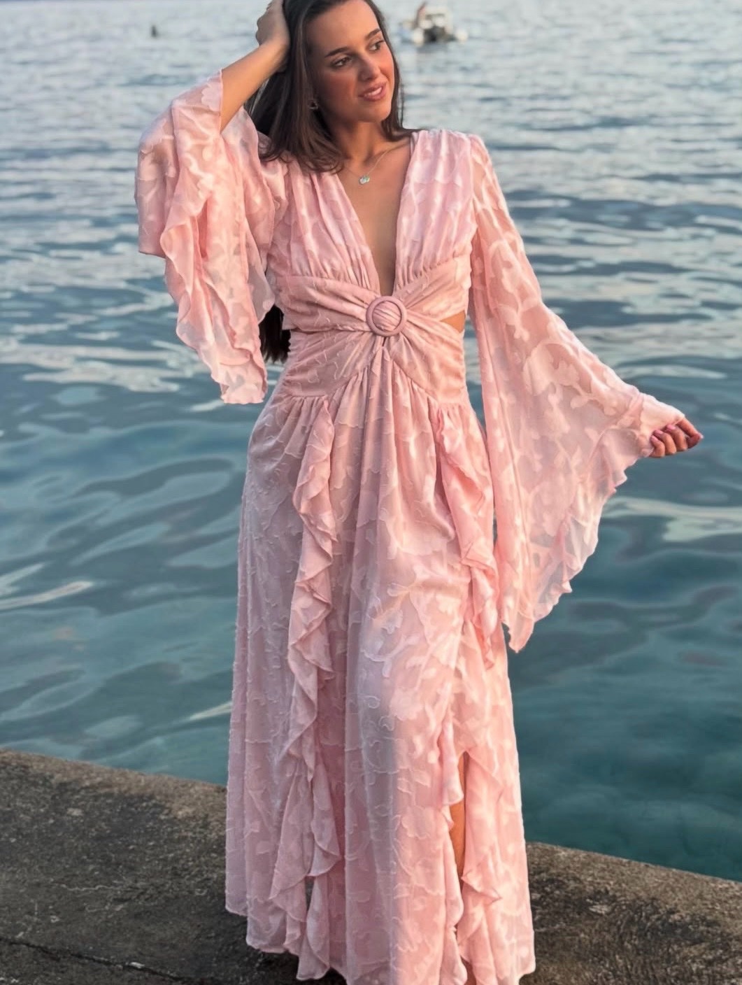 Boohoo Robe maxi texturée à fente et découpes