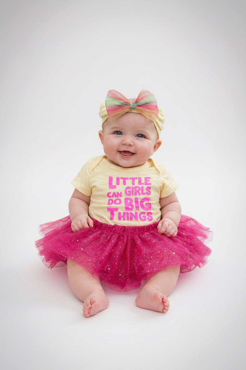 Ensemble bébé fille 3 pièces – Body + Jupe tutu + Bandeau (0-3 mois)