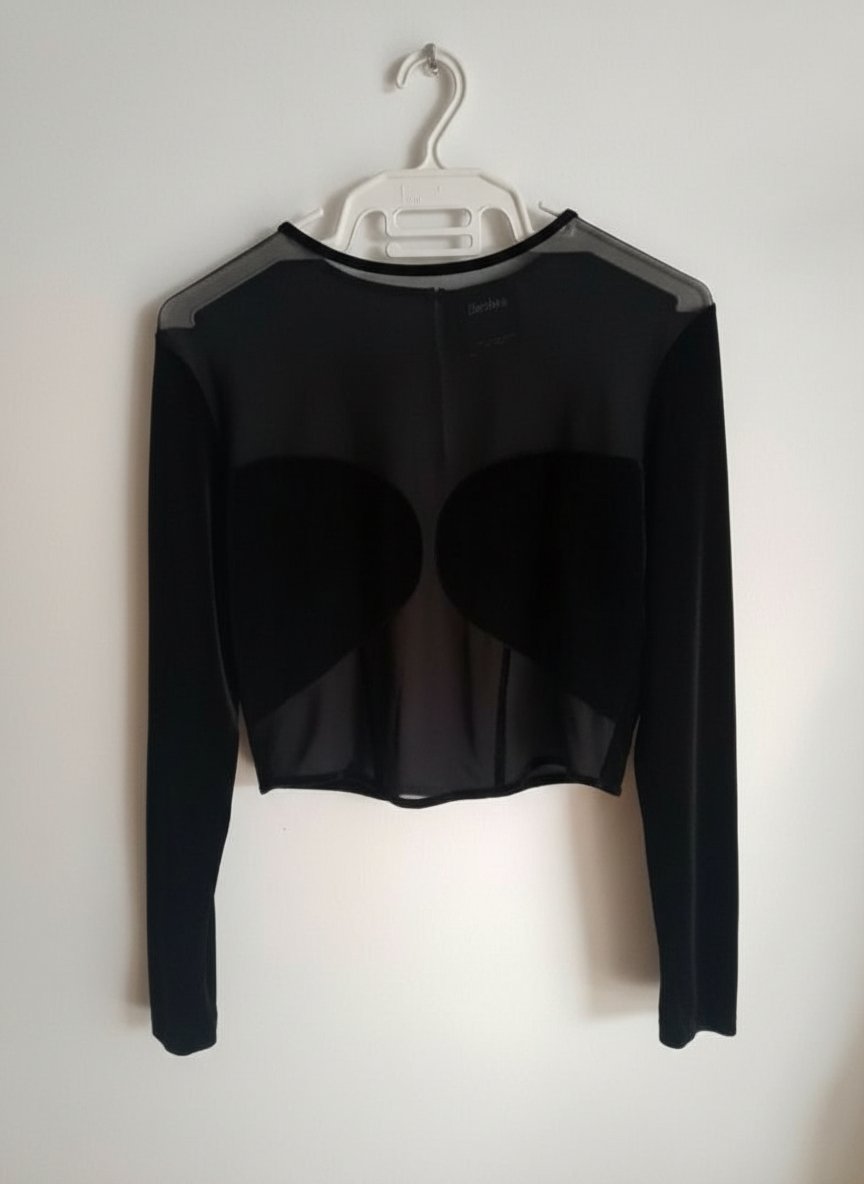 Pull manche longue velour fin tissu tulle jamais porté neuve