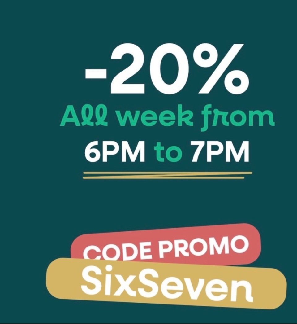 20% de remise er 6h a 7h