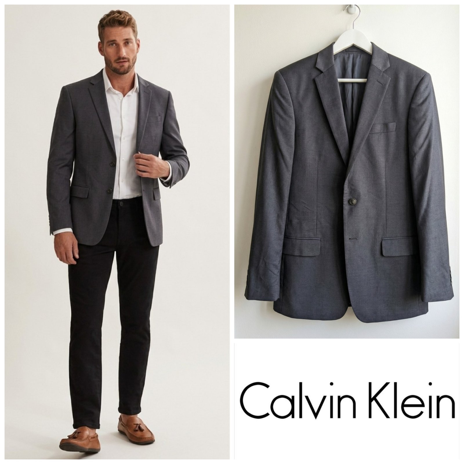 Blazer gris CALVIN KLEIN slim fit taille 50 (L)
