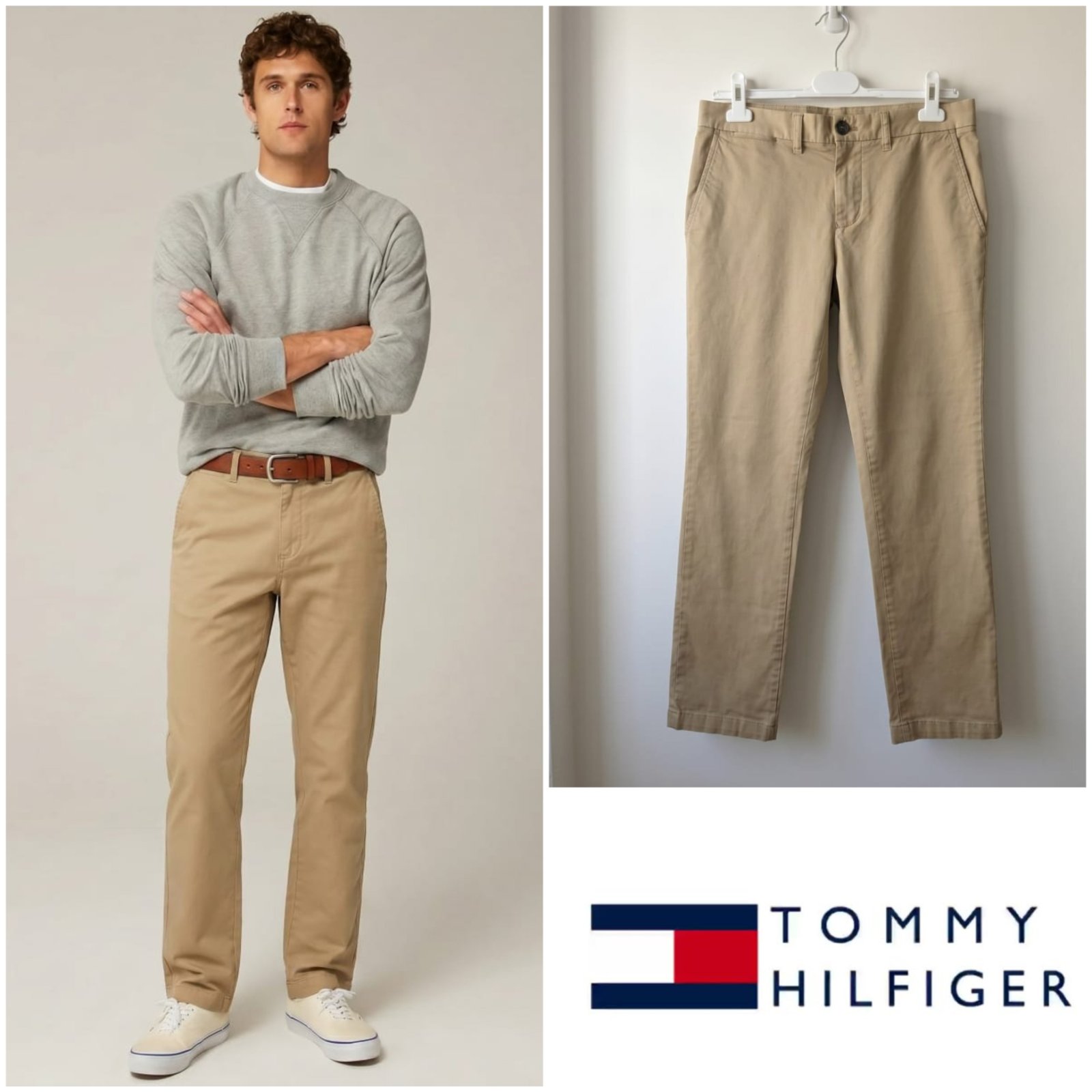 Chinos beige TOMMY HILFIGER slim fit pour homme taille S (taille 31US)