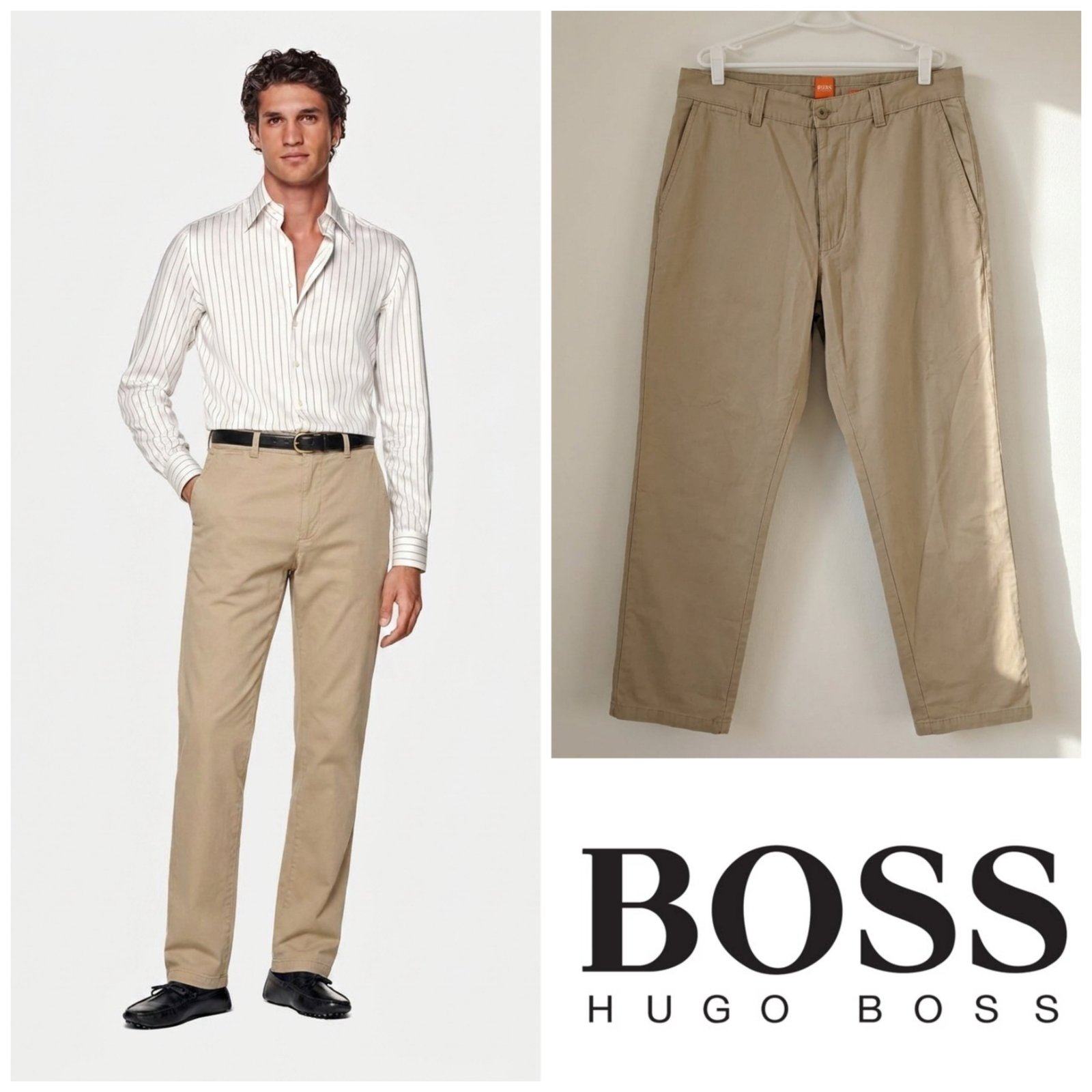 Pantalon beige HUGO BOSS orange pour homme taille L (taille 46EU)