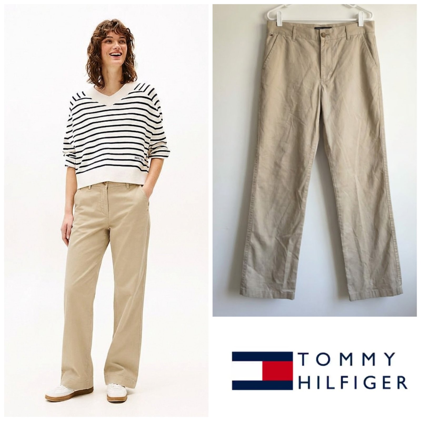Pantalon beige tommy hilfiger taille 38 pour femmes