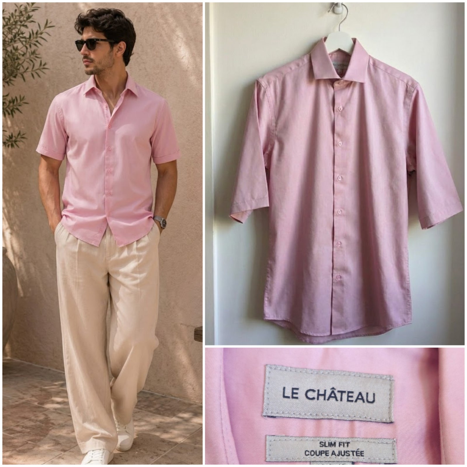 Chemise rose pour homme taille XS(tlabbes S 14.5) LE CHÂTEAU 
