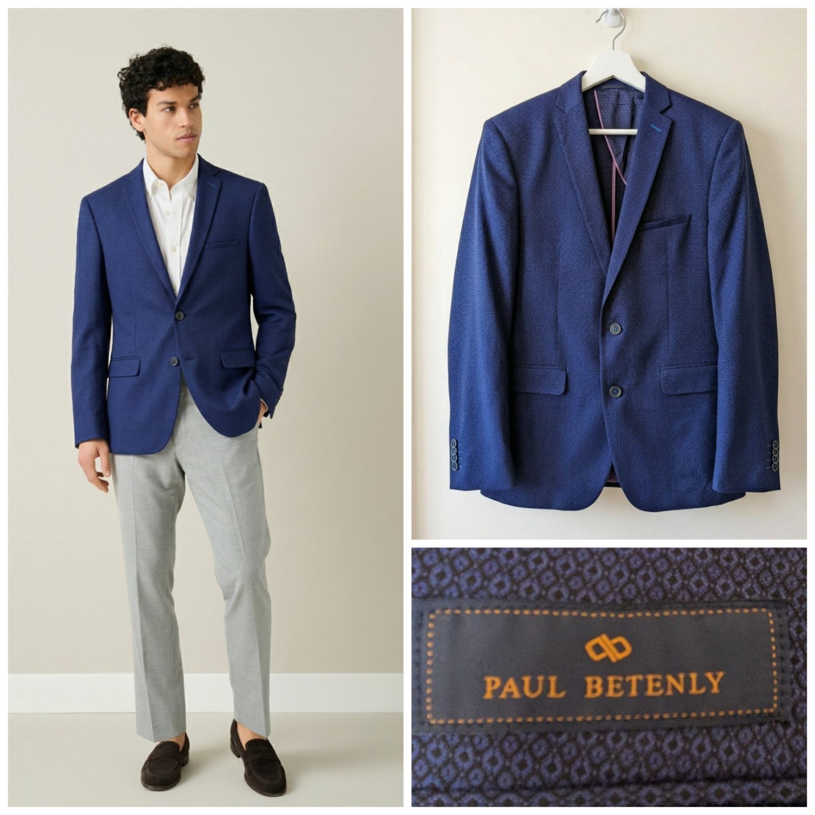 Blazer bleu avec motif marque PAUL BETENLY taille 52 (L/XL)
