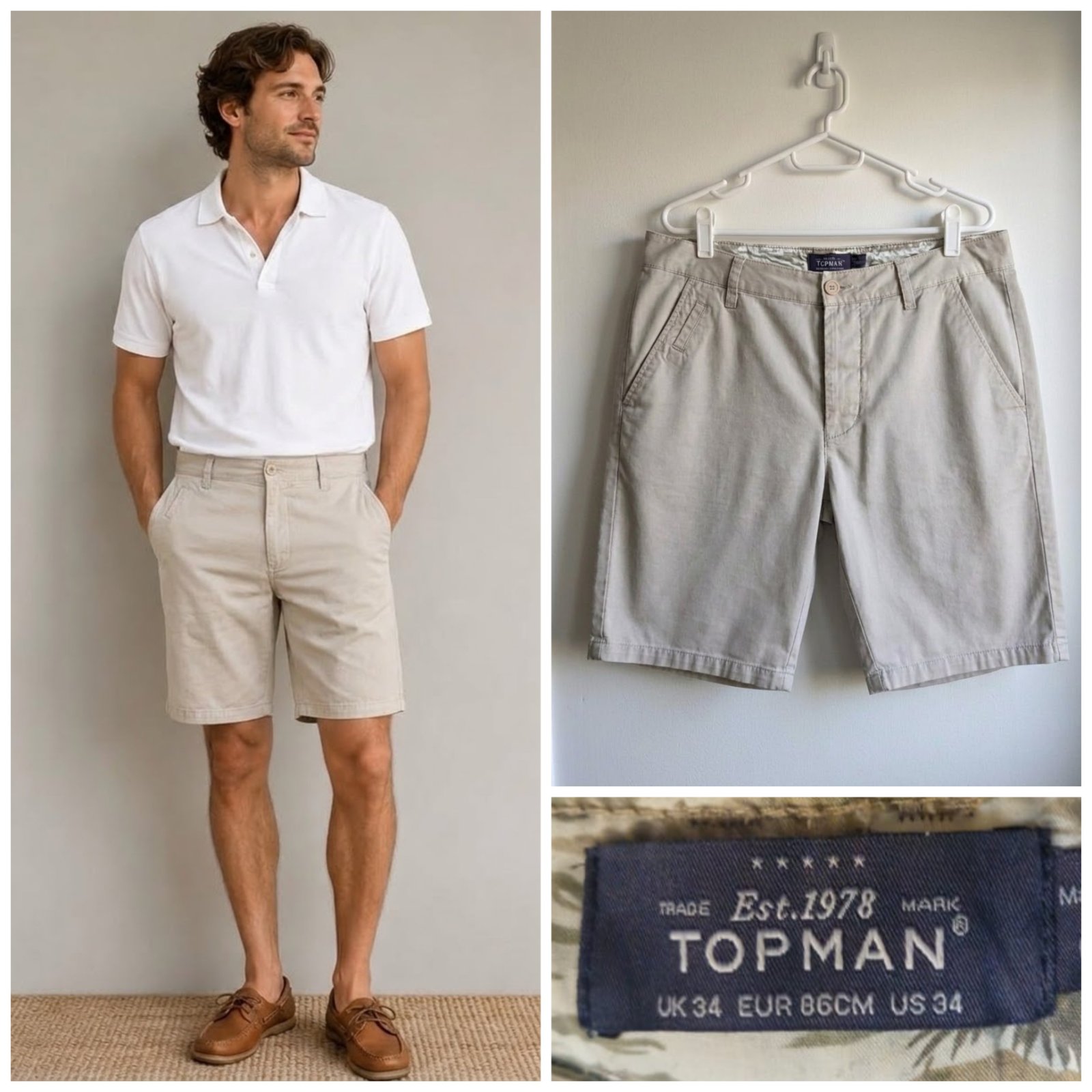 Short beige TOPMAN pour homme taille M 34US 