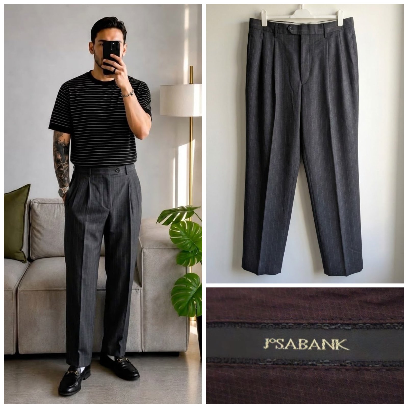 Pantalon Josabank noir rayé pour homme taille M ( 31US 42FR)