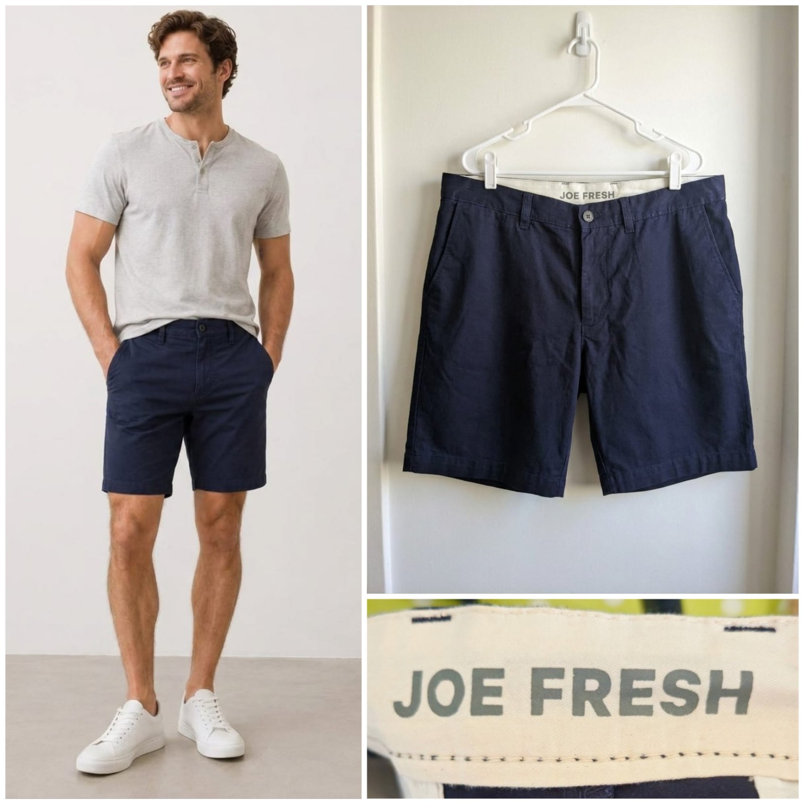 Short chino bleu marine JOE FRESH taille 33 (taille M)