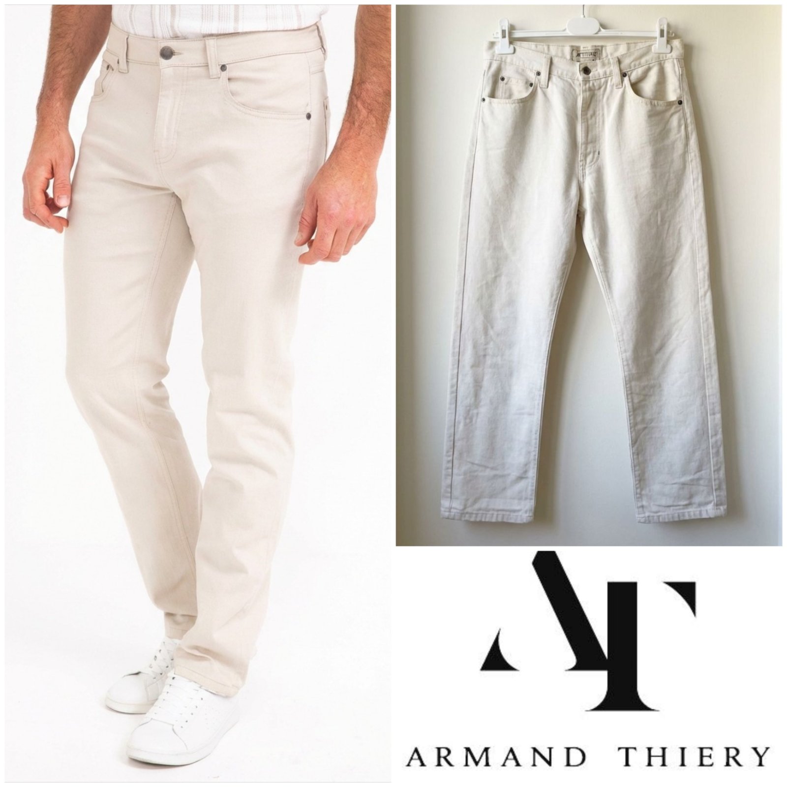 Jeans blanc ARMAND THIERY pour homme taille 40 équivalent à S