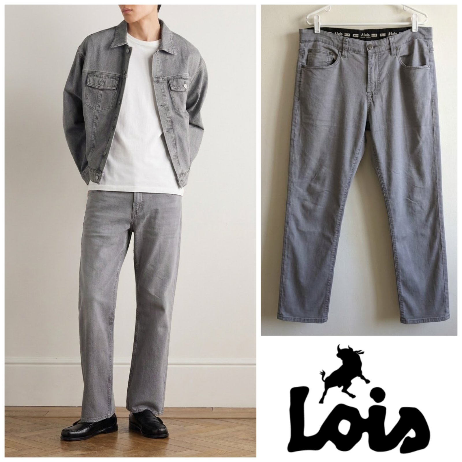 Jean Lois gris délavé "Reversible-Stretch" pour homme taille M 44FR 34US 