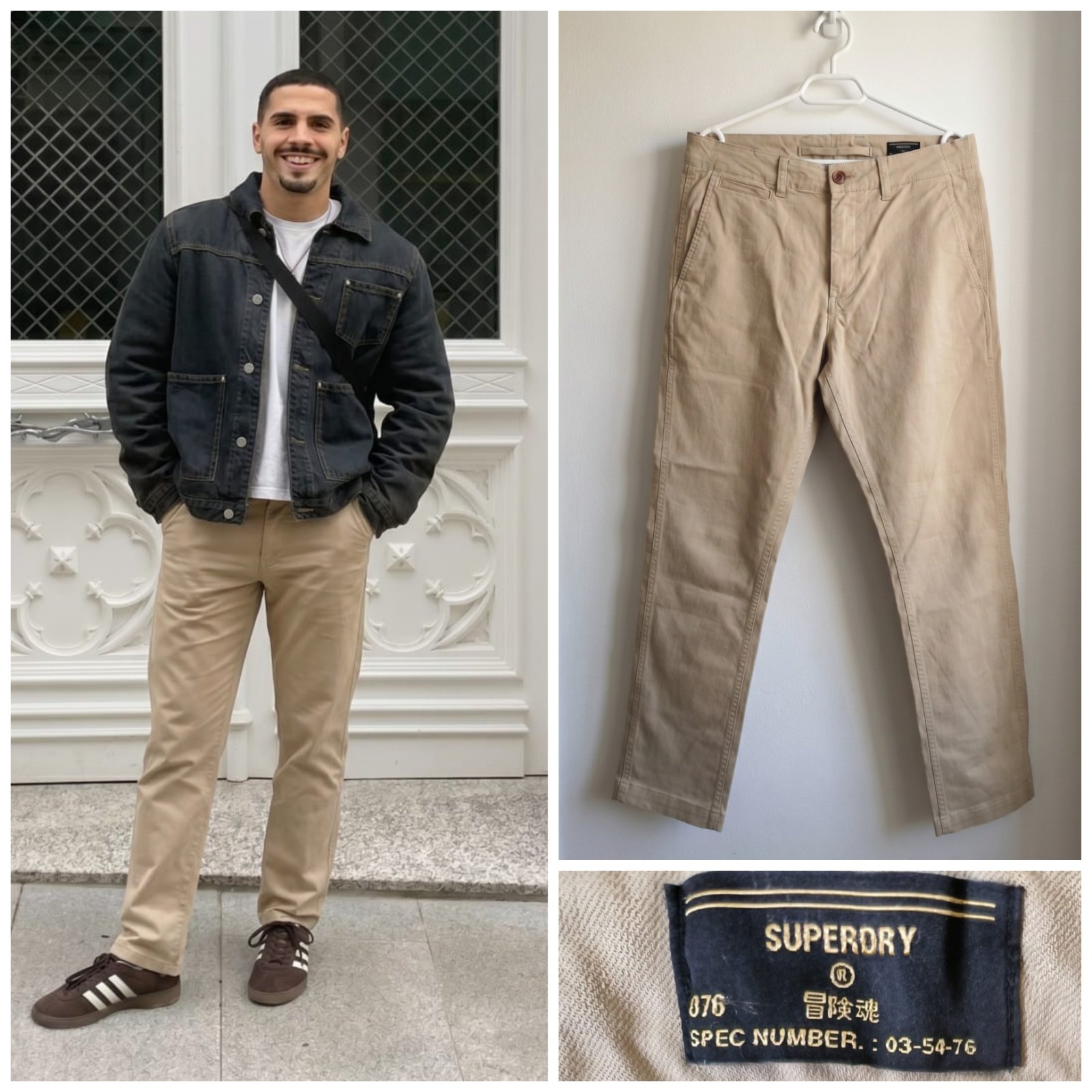 Pantalon chino beige SUPERDRY pour homme taille S (30US 40EU)