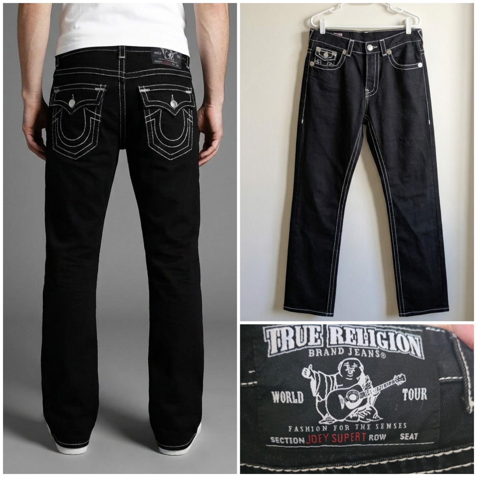 Jean True Religion Joey Super T Noir Made in USA Taille S 40FR W30