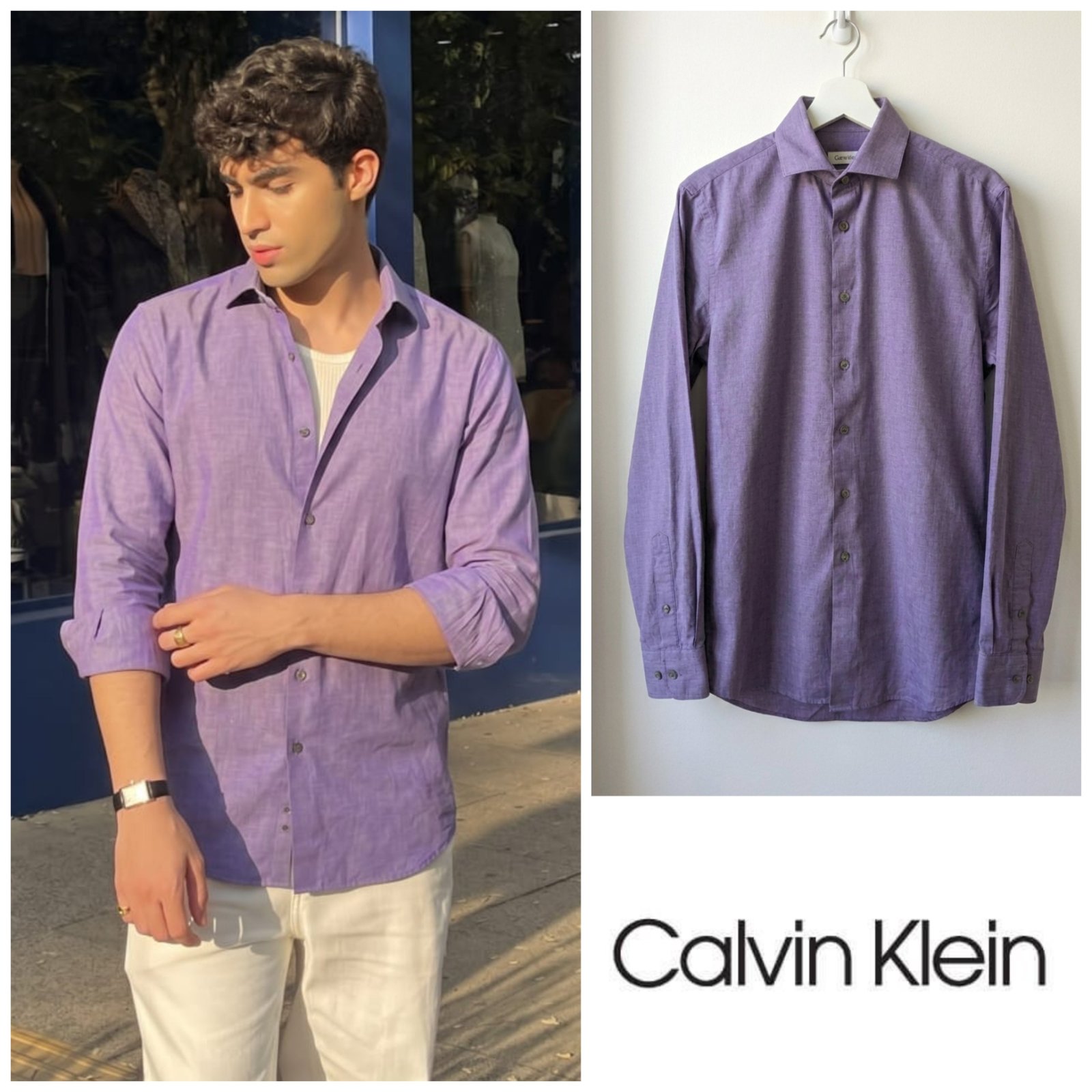 Chemise violet Calvin Klein pour homme taille M (15.5/35)