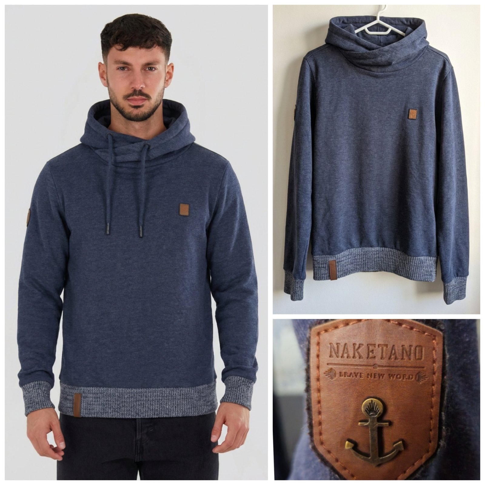 Sweatshirt col cheminée NAKETANO bleu marine taille S
