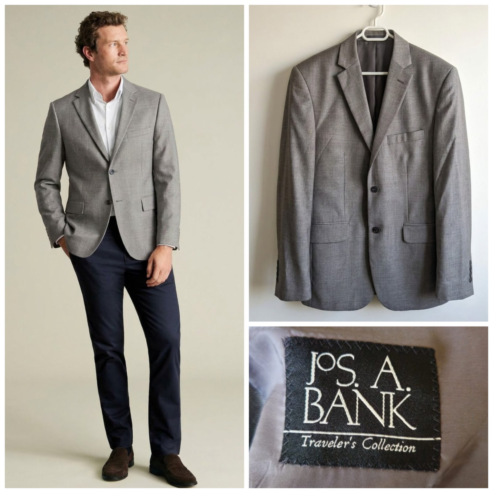 Blazer gris Jos. A. Bank pour homme taille L (50FR) 