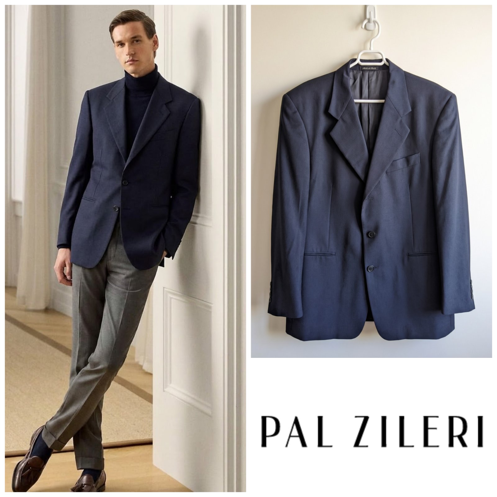 Blazer Bleu marine PAL ZILIERI tissu Ermenegildo Zegna  pour homme taille L/XL (52FR)