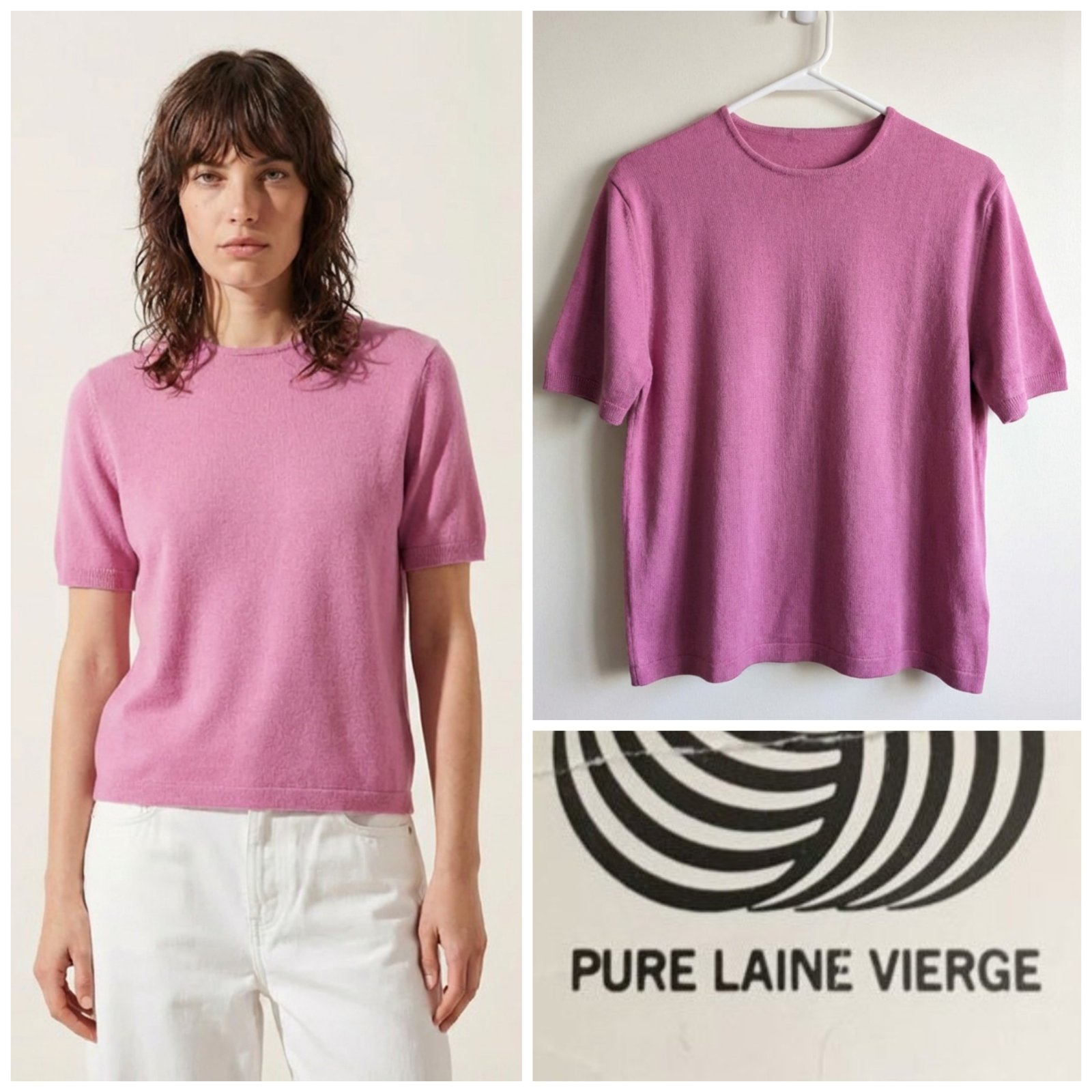 Pull rose en laine fine pour femme taille XL
