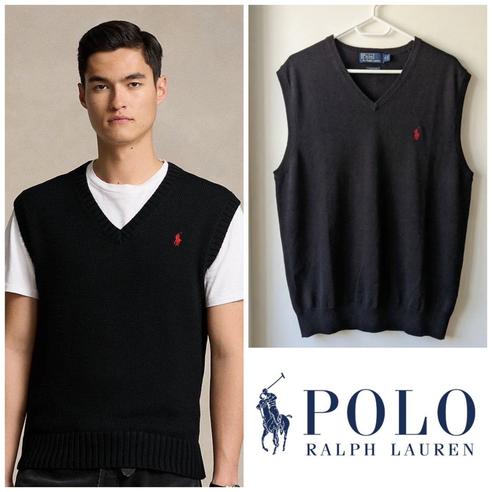 Gilet noir Polo Ralph Lauren pour homme taille XL