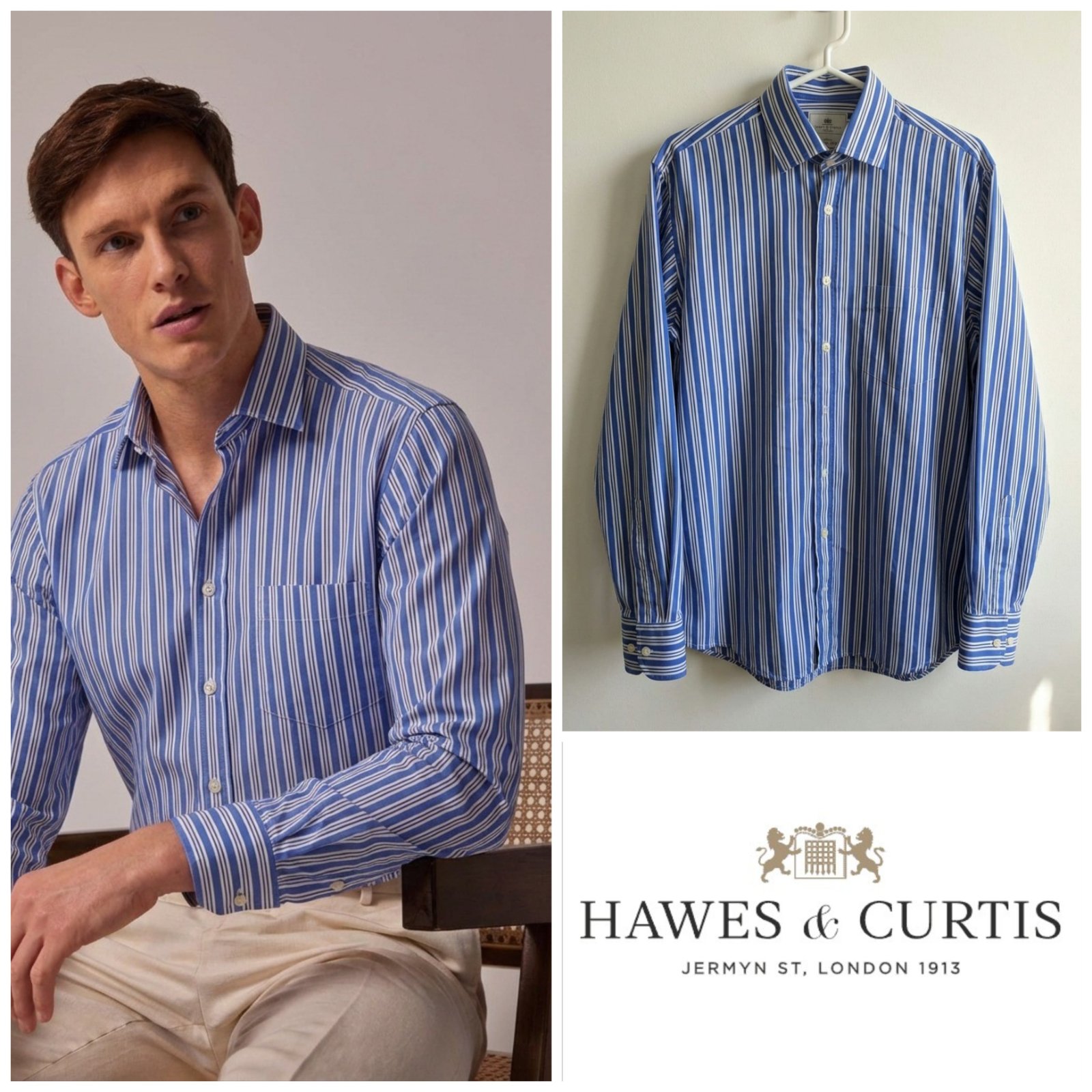 Chemise rayée bleu et blanc HAWES & CURTIS