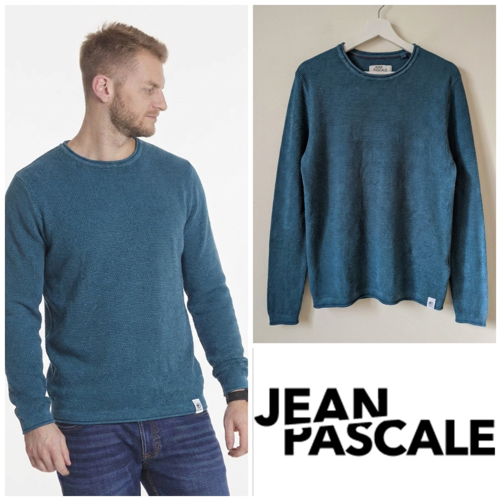 Pull en maille bleu JEAN PASCALE taille M pour homme