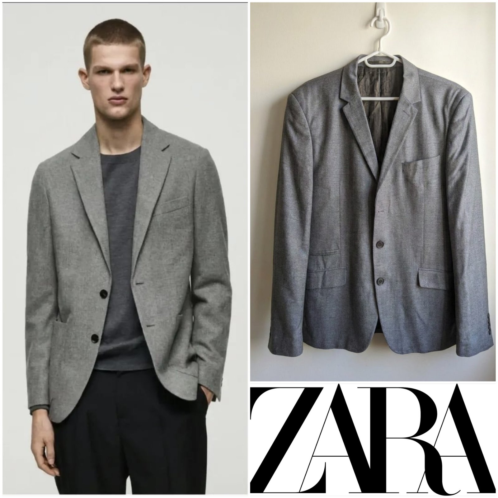 Blazer gris ZARA pour homme taille L/XL (52FR 42US)