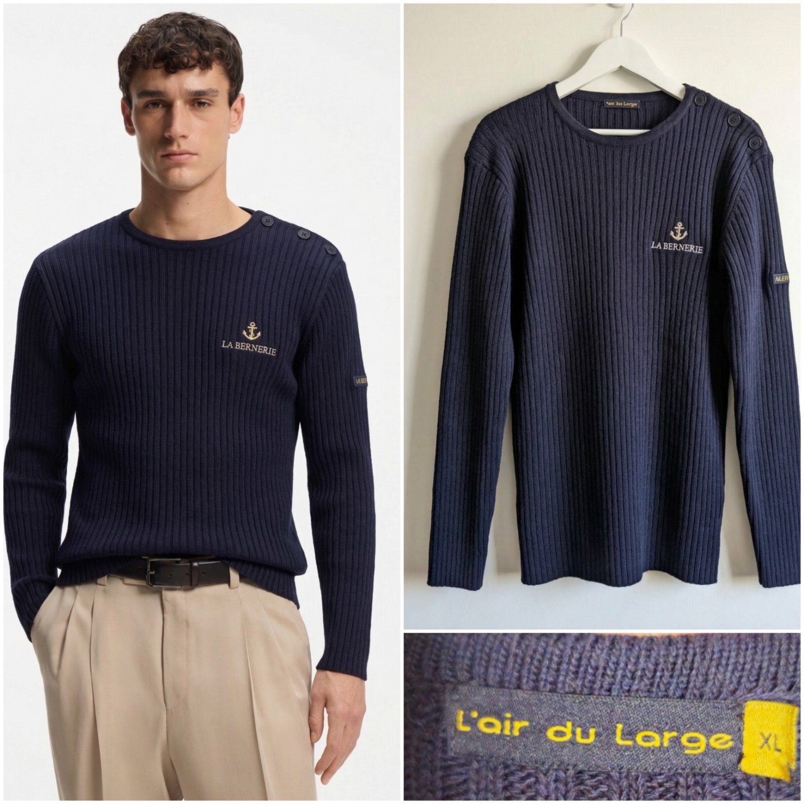 Pull en maille bleu marine pour homme taille XL