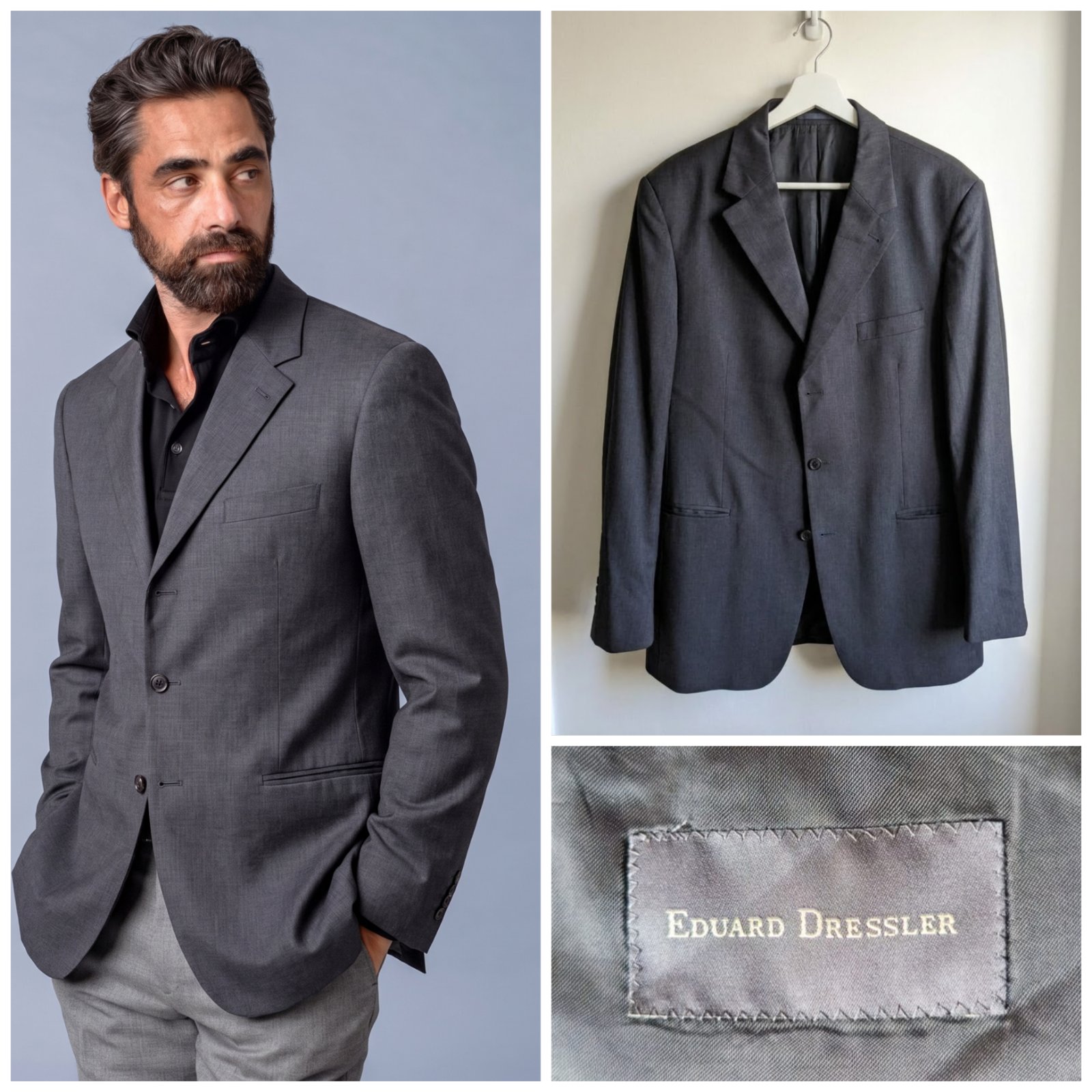 Blazer gris foncé (anthracite) EDUARD DRESSLER pour homme taille L/XL (52FR)