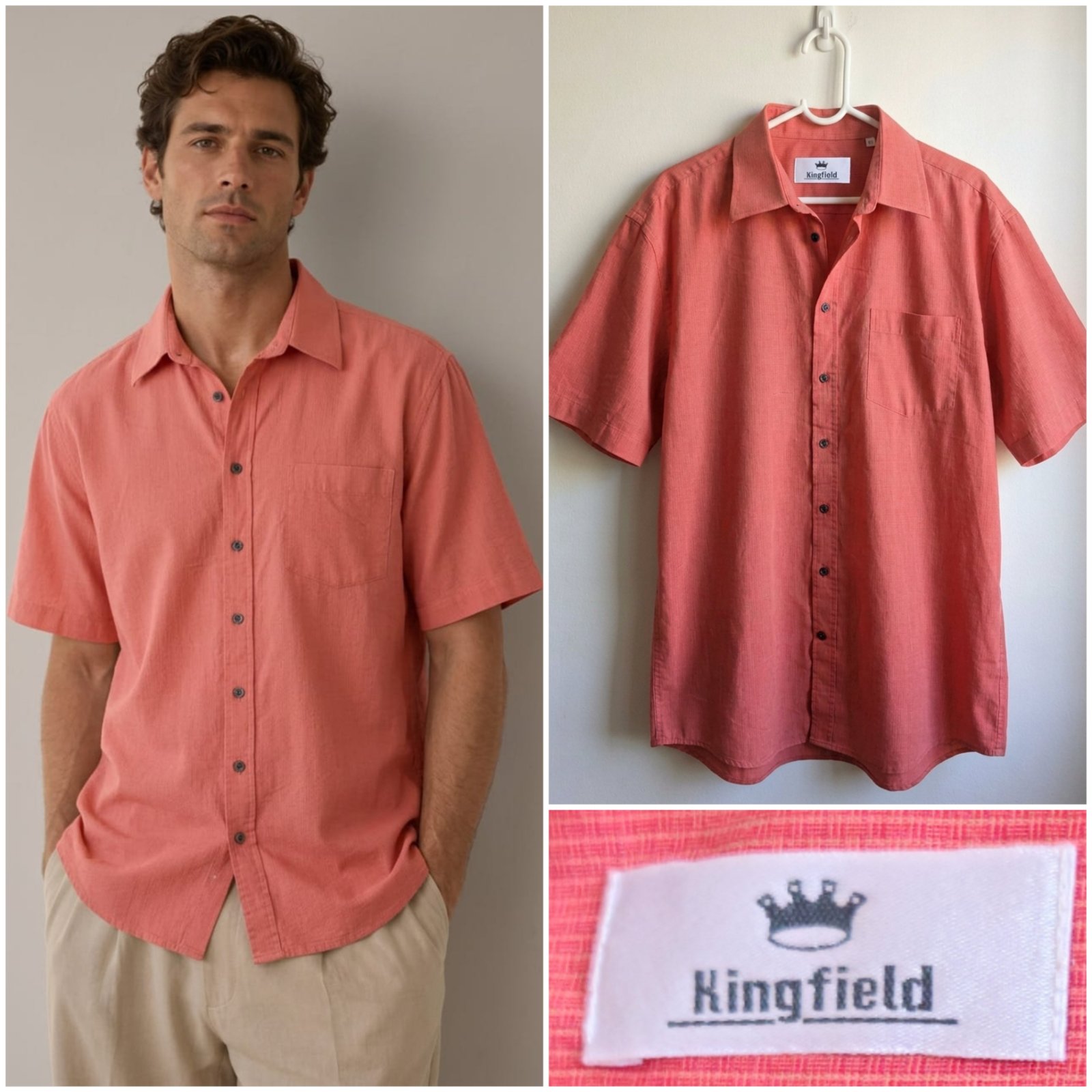 Chemise corail Kingfield taille XL (43)