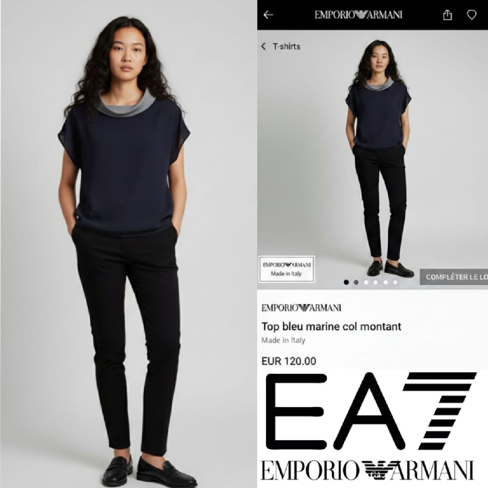 Top bleu marine col montant Emporio Armani 