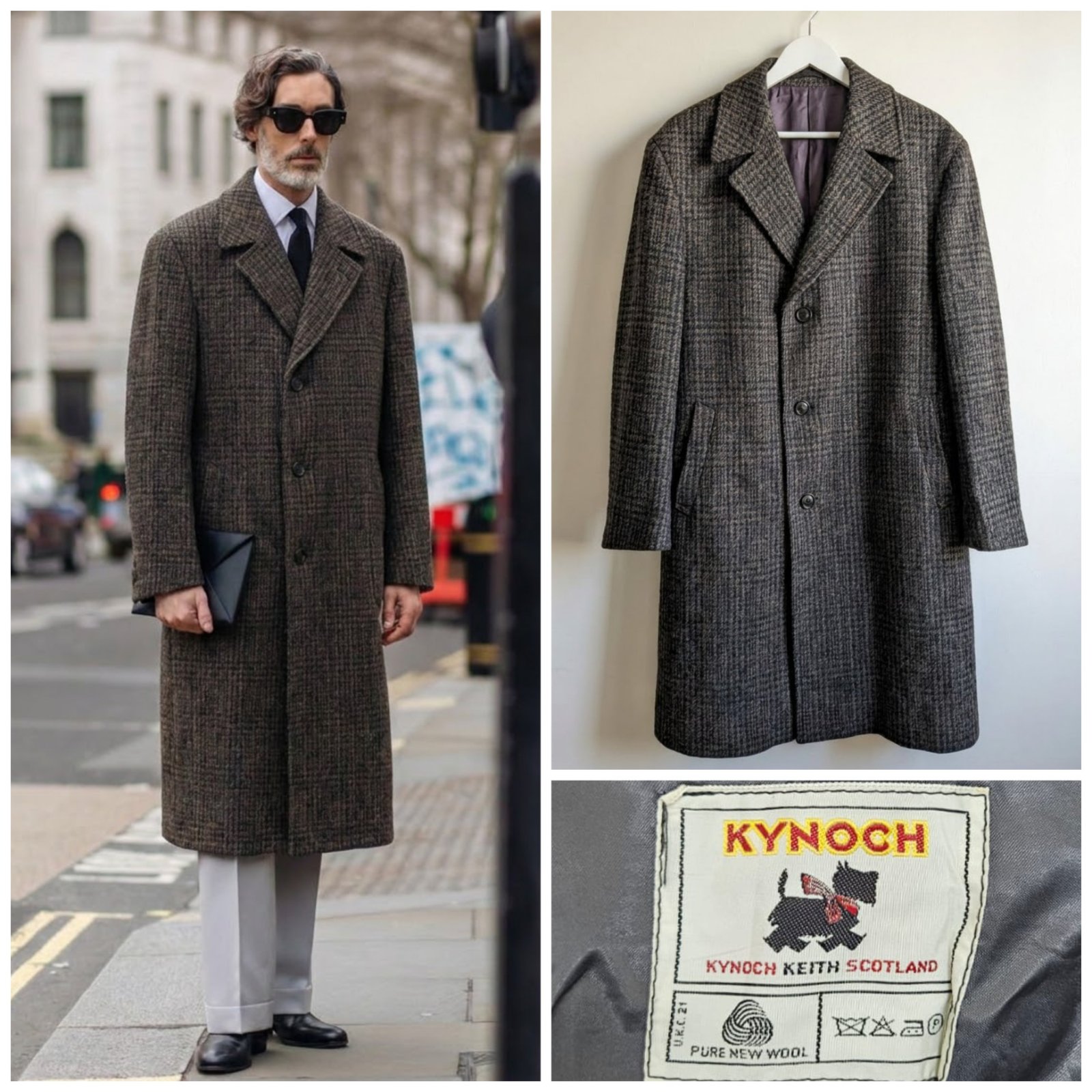 Manteau long pour homme Kynoch Keith Scotland en laine taille XXL