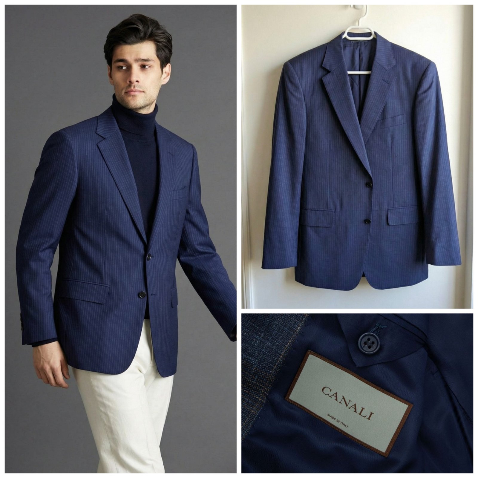 Blazer CANALI bleu rayé taille L (50)