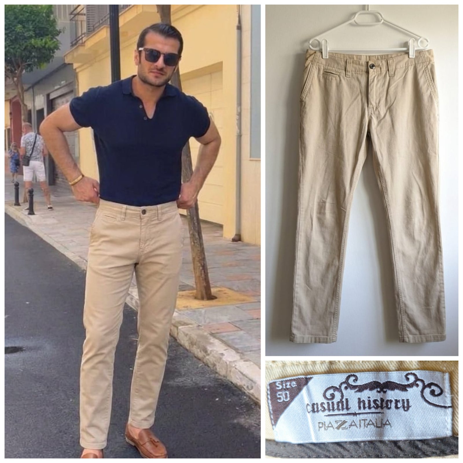 Pantalon PIAZA ITALIA beige pour homme taille 50FR (taille XL )