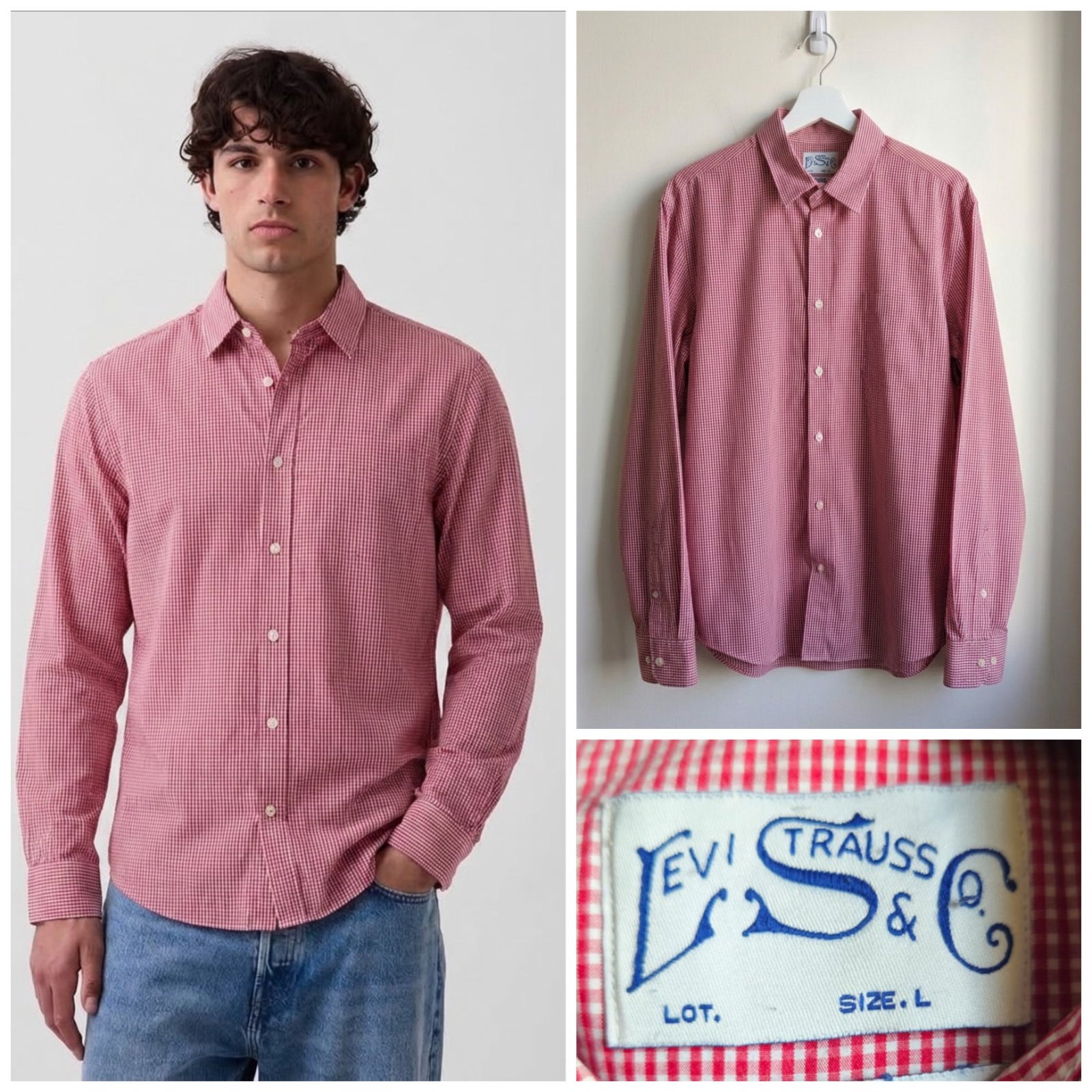 Chemise carreaux rouge et blanc LEVI'S pour homme taille L