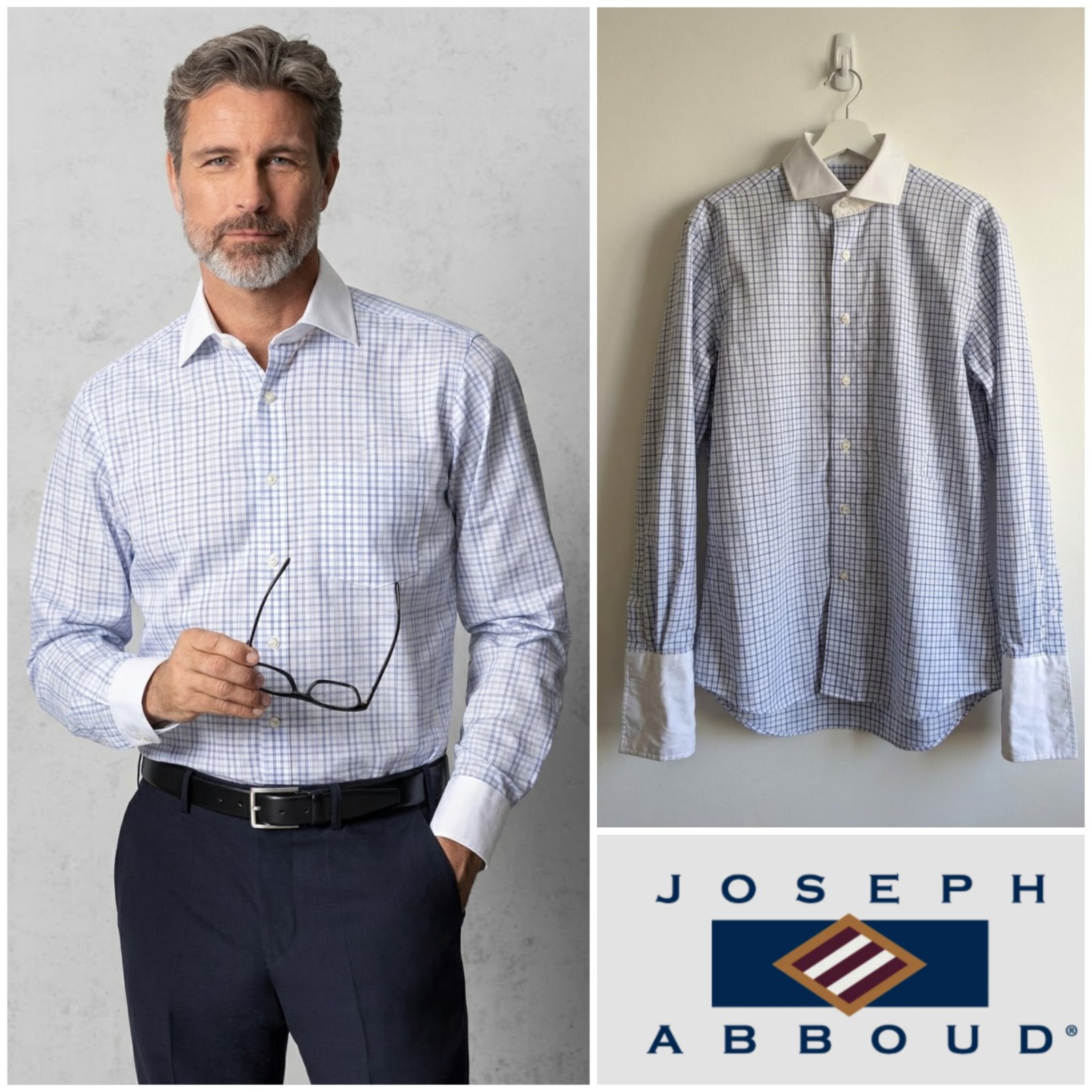 Chemise carreaux Joseph Abboud pour homme taille L/XL (17-35)