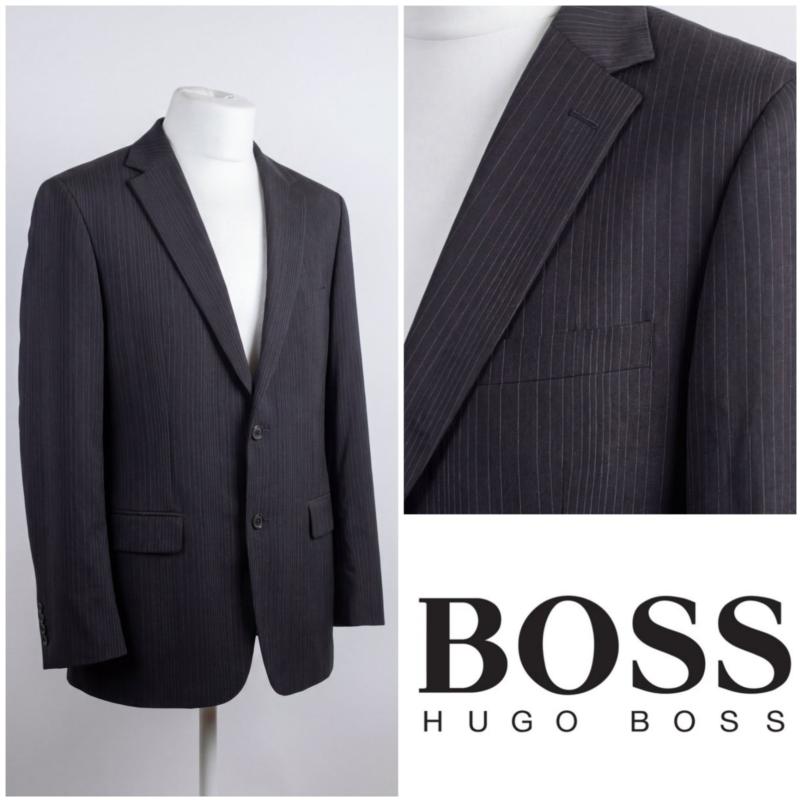 Blazer noir rayé HUGO BOSS pour homme taille (52) équivalent à L-XL
