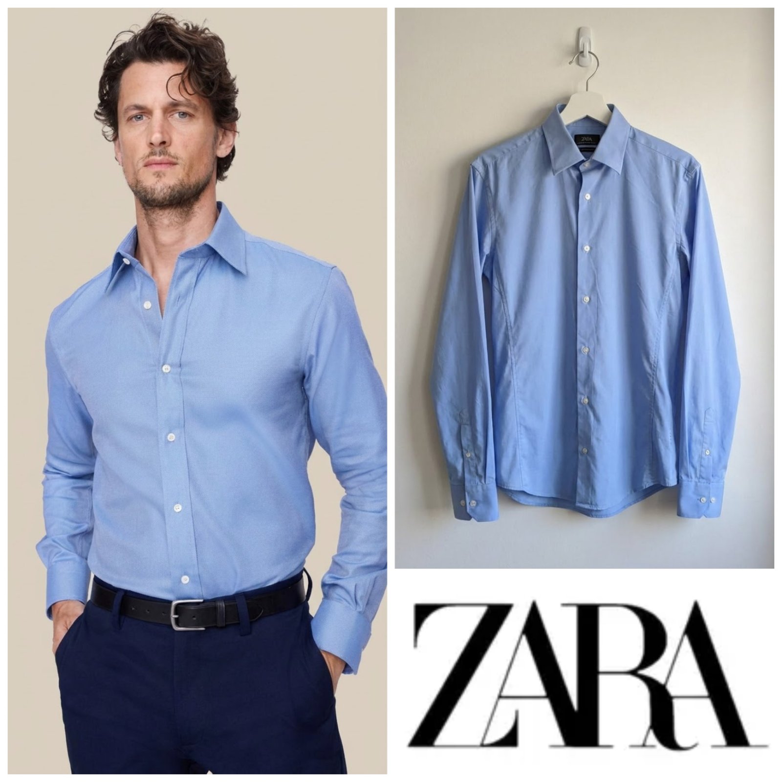 Chemise bleu ciel ZARA superslim fit taille M