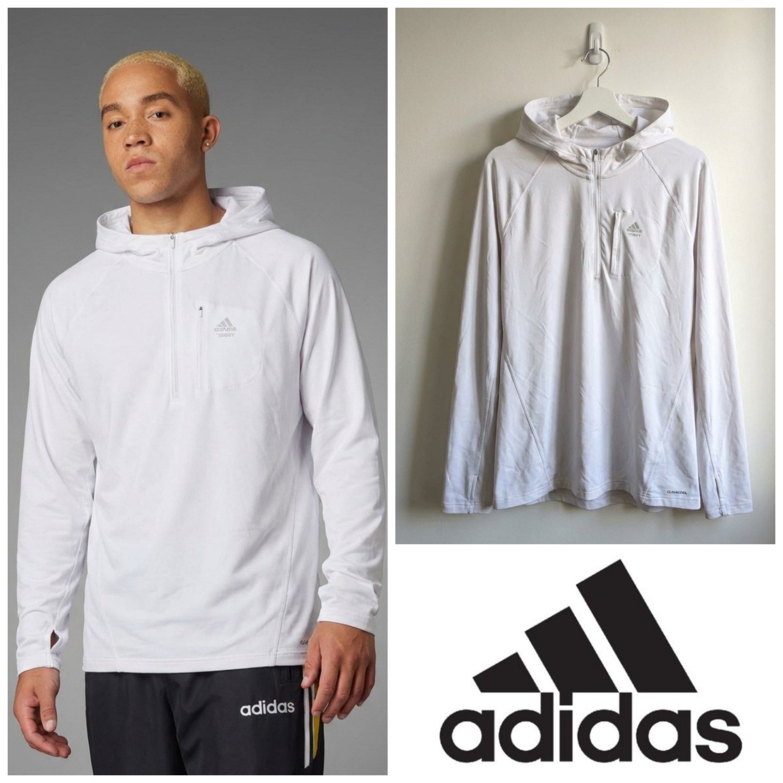Hoodie blanche ADIDAS Climalite taille L