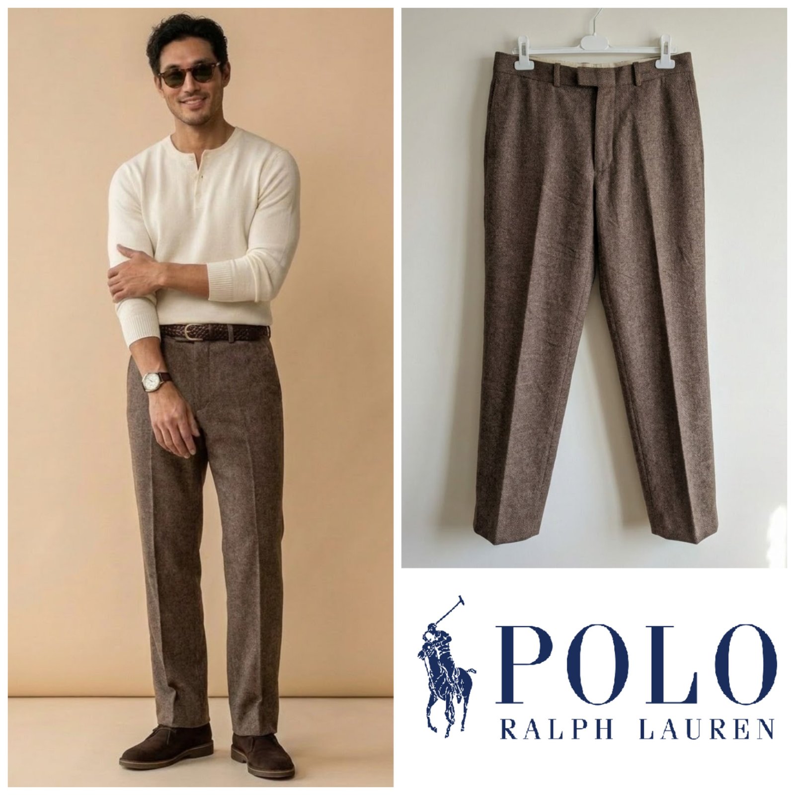 Pantalon marron clair POLO RALPH LAUREN pour homme taille M (32US 42FR)