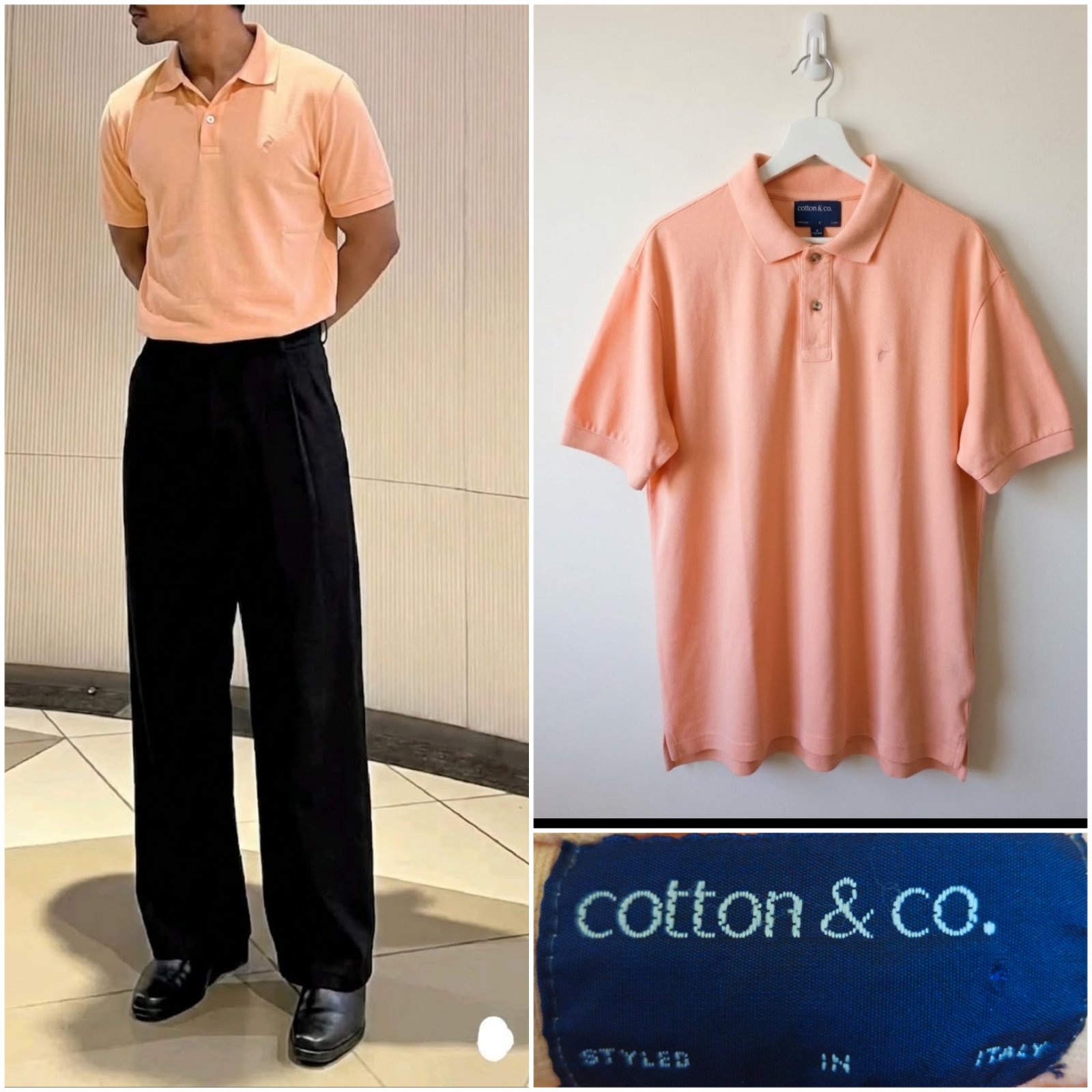 Polo COTTON & CO pêche pour homme taille XL